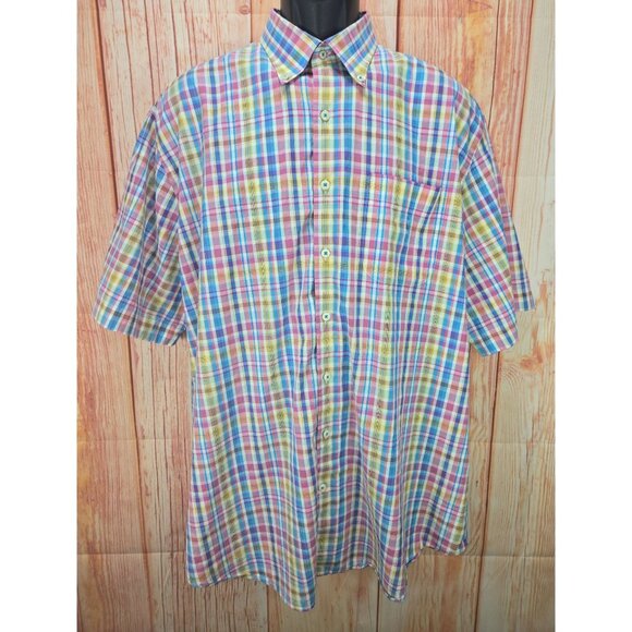 Peter Millar Mens Multicolor Plaid Button-Down Shirt XL - Picture 1 of 6
